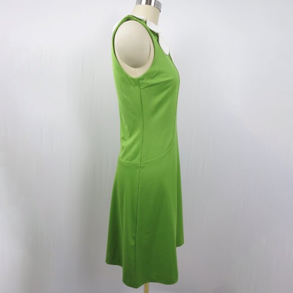 Adorable Lime Green Mod '60s Style Dress with Petal Collar by Fervour Size M - Picture 3 of 14